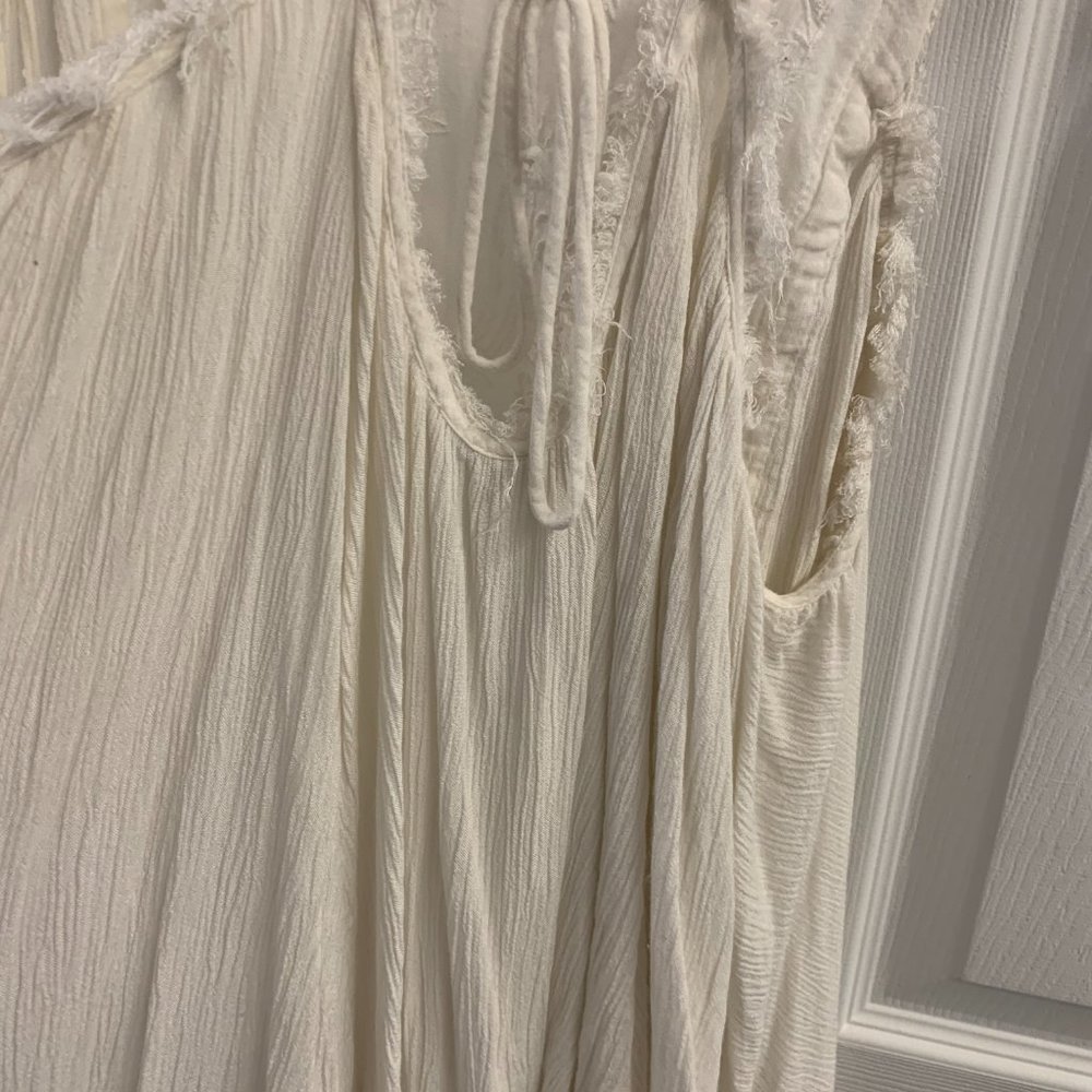 Boho Free People White Embroidered Tank Top Size Small - Picture 5 of 8